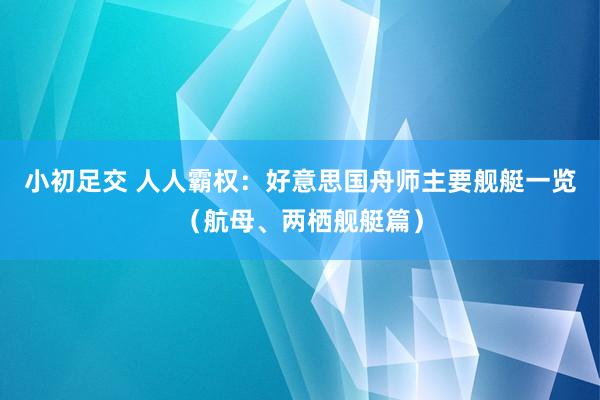 小初足交 人人霸权：好意思国舟师主要舰艇一览（航母、两栖舰艇篇）